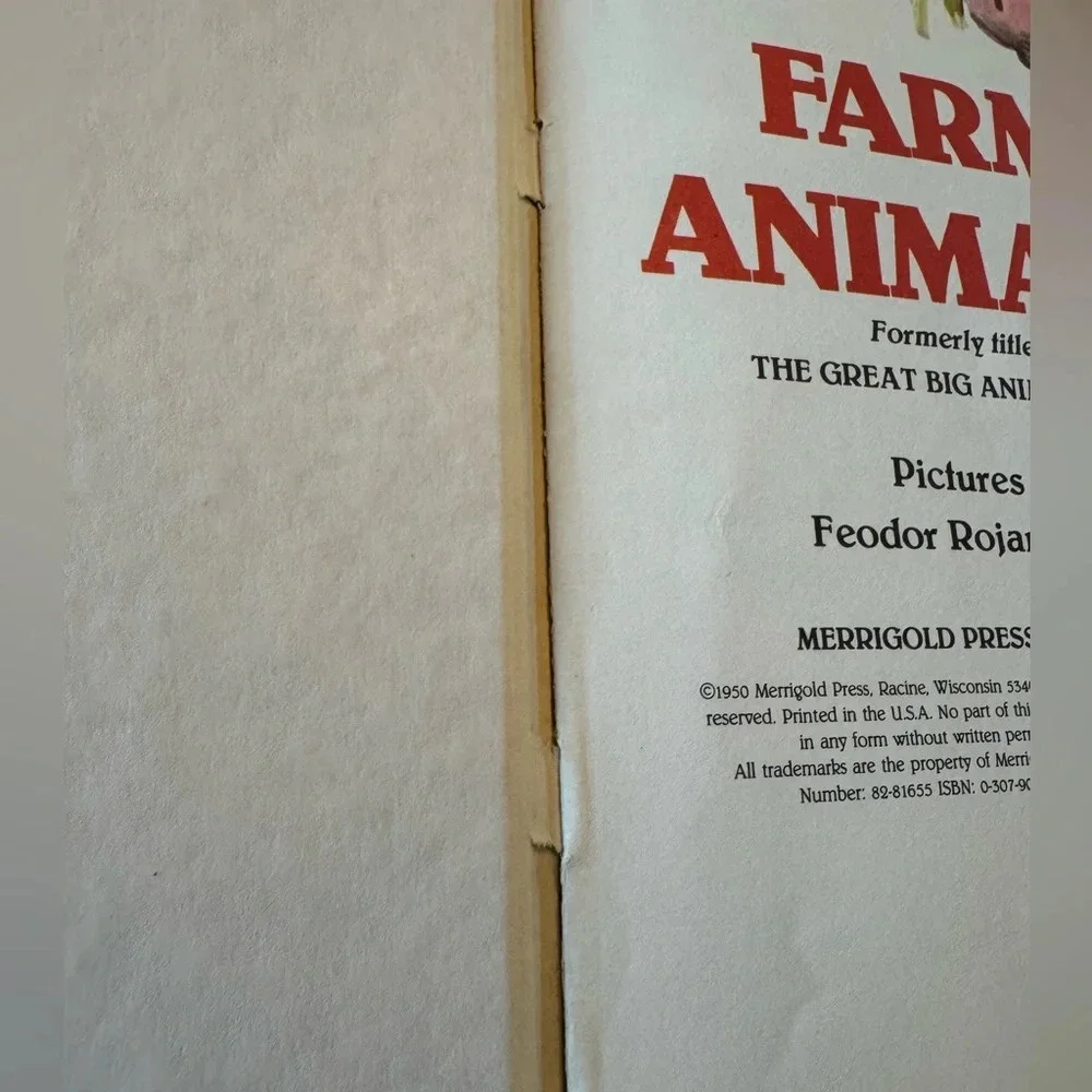 VINTAGE 1991 Farm Animals Children’s Illustrated Hardcover Book